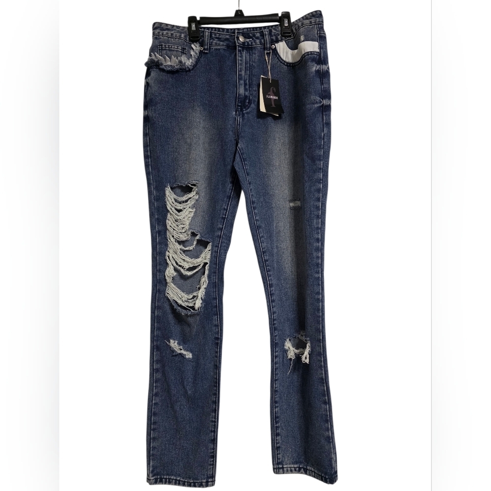 Flamingo Distressed Blue Jeans Size Large 12-14